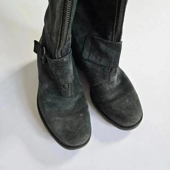 J.Crew Moto Biker Buckle Motorcycle Black Suede Leather Boots size 6 - Picture 12 of 15